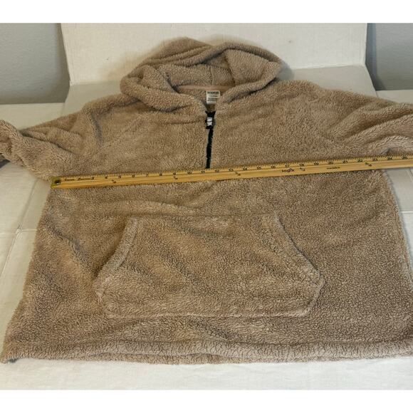 Pink Women's Sherpa Style Pull-Over Hoodie Tan Size L - Picture 6 of 8